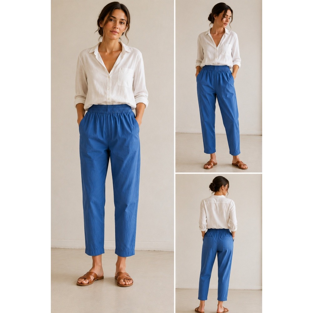Two Danes Copenhagen Elly Cotton Poplin Trouser Deep Sea Blue XS 36584-379 NEW